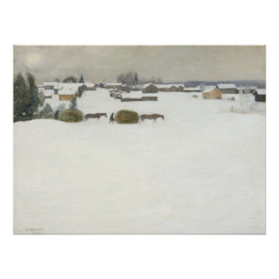 Poster Charge de foin Paysage hivernal Pekka Halonen