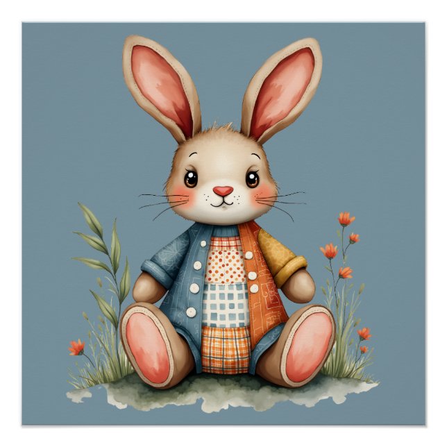 Poster Chariot de lapin de chaume en gros bois (Devant)