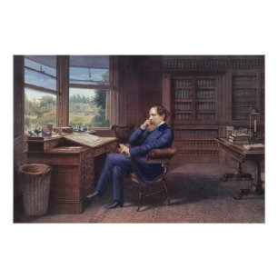 Poster Charles Dickens dans son étude