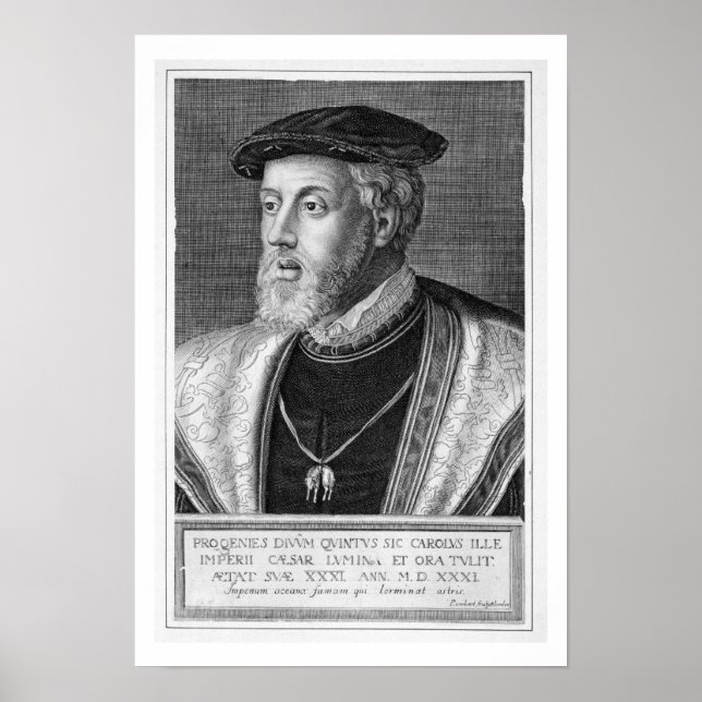Poster Charles V (1500-58) (engraving) (Devant)