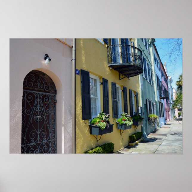 Poster Charleston Rainbow Row (Devant)
