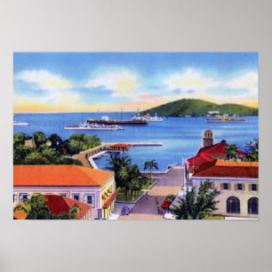 Poster Charlotte Amalie St. Thomas Virgin Islands Downtow