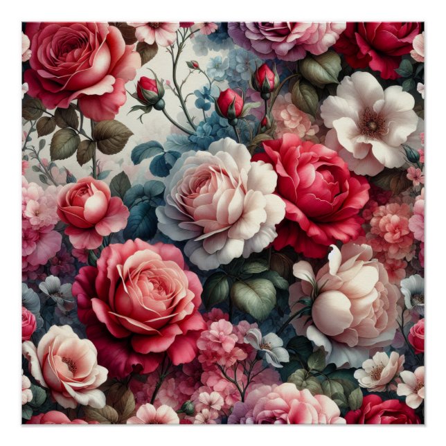 Poster Charme floral de la rose intemporelle (Devant)