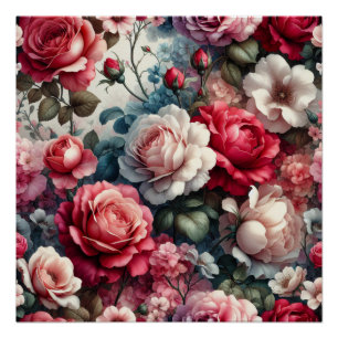 Poster Charme Floral Rose intemporel