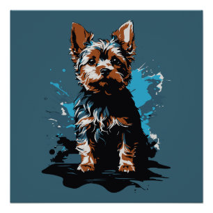 Poster Charme mettant en valeur le Yorkshire Terrier