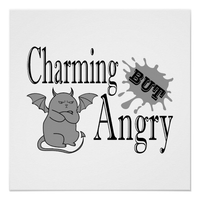 Poster Charming mais en colère petit chat diable drôle ci (Devant)