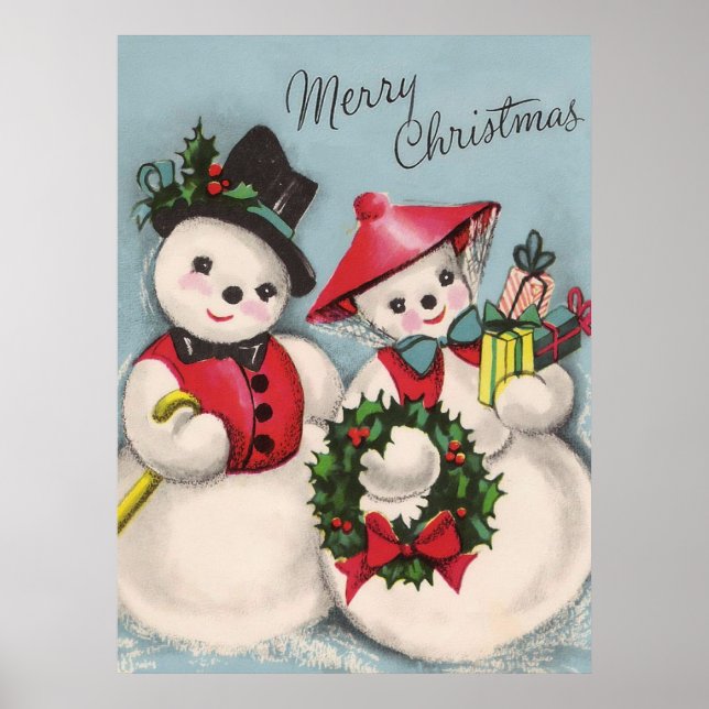 Poster Charming Snowmen Couple (Devant)