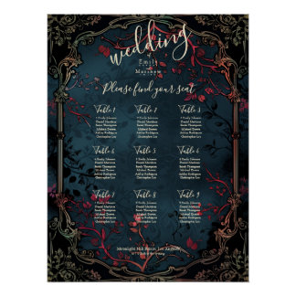 Poster Chart de placement de mariage Élégance Gothique Vi