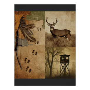 Poster Chasse à l'arc au cerf de Virginie vintage