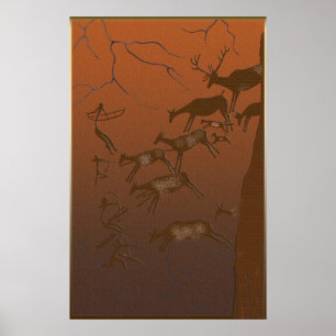 Poster Chasse de mâle de Lascaux