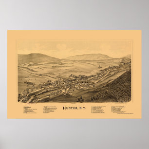 Poster Chasseur, carte panoramique de NY - 1890