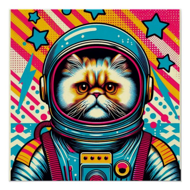 POSTER CHAT-ASTRONAUT PERSIEN 4 (Devant)