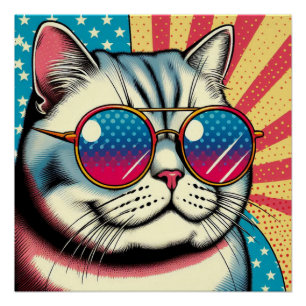 Poster Chat avec lunettes