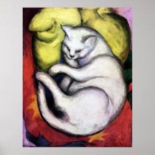 Poster Chat blanc, Franz Marc