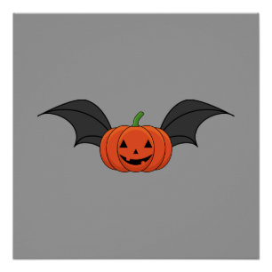 Poster Chat Citrouille d'Halloween