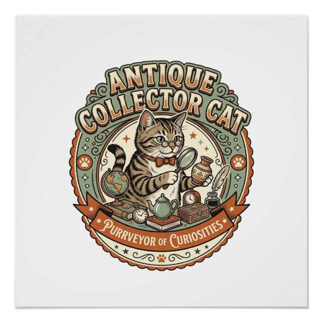 Poster Chat Collectionneur D'antiquités Chat Collectionne (Devant)