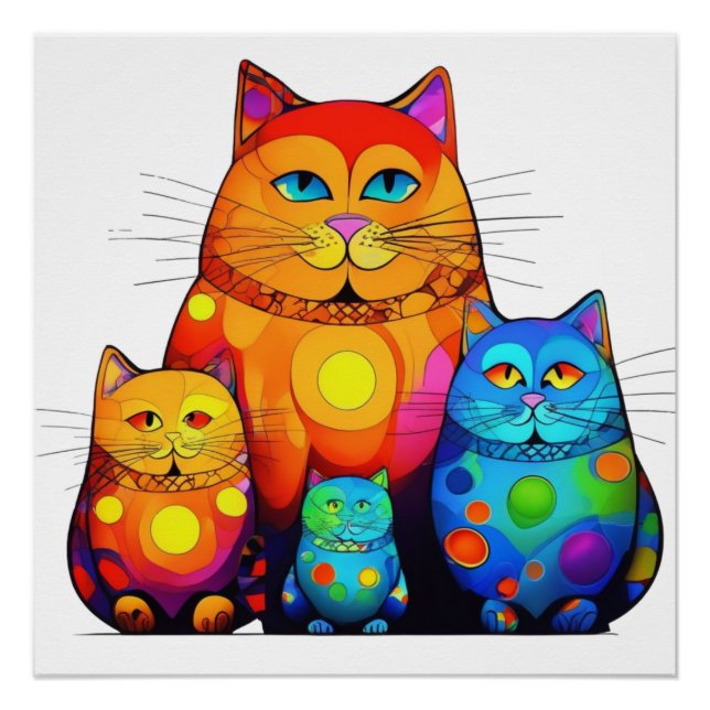 Poster Chat coloré (Devant)