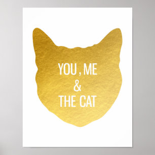 Poster Chat de feuille d'or vous moi et le cadeau