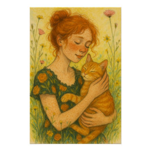 Poster Chat de gingembre Maman Orange Tabby Chats
