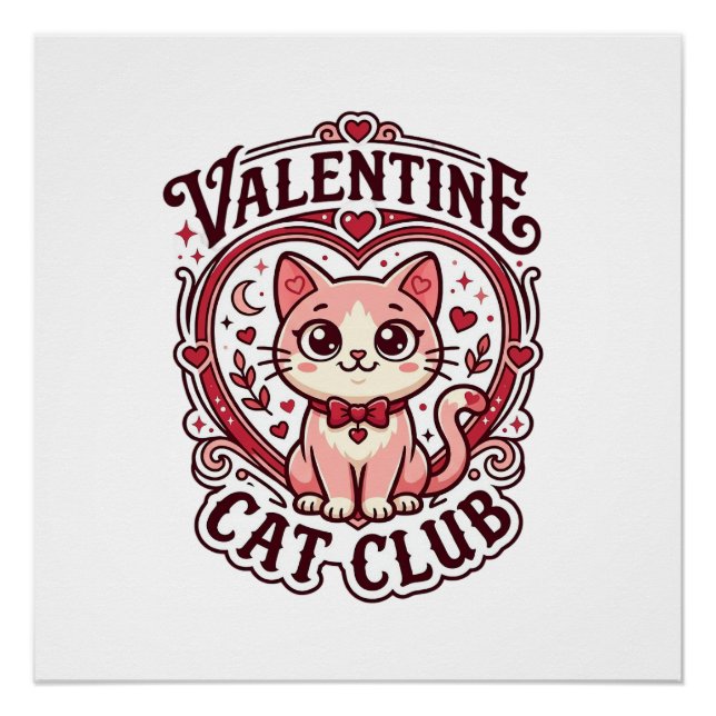 Poster Chat de la Saint-Valentin Dessin drôle pour amateu (Devant)