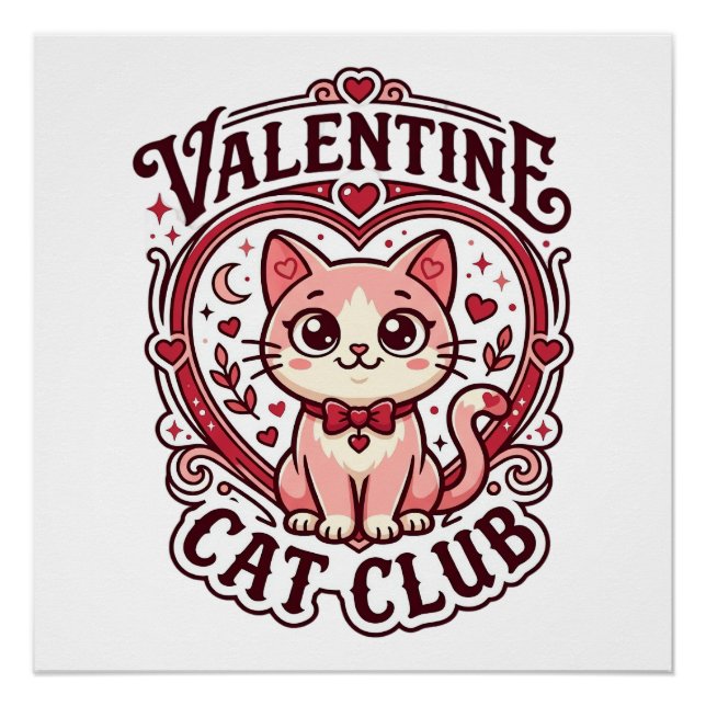 Poster Chat de la Saint-Valentin Dessin drôle pour amateu (Devant)