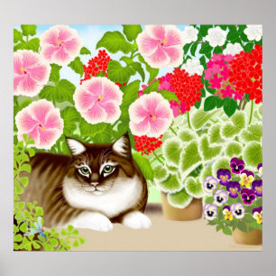 Poster Chat de tigre dans l'affiche de jungle de jardin