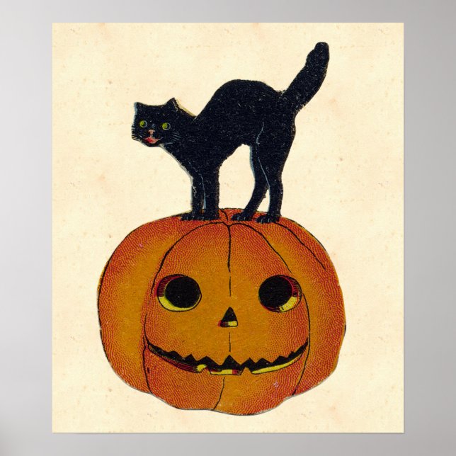 Poster Chat d'Halloween vintage (Devant)