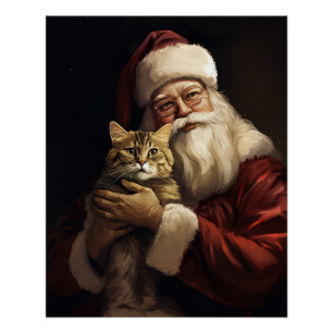 Poster Chat du Bengale avec Noël du Père Noël