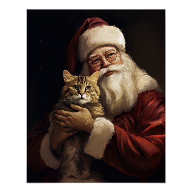 Poster Chat du Bengale avec Noël du Père Noël (Devant)