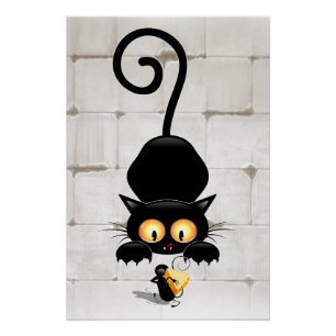 Poster Chat et souris avec des personnages de dessin amus