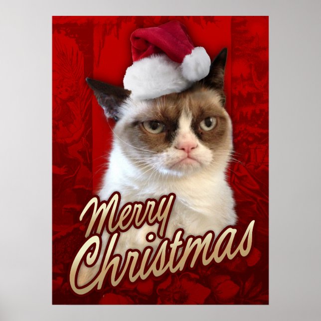 Poster Chat grumeux Joyeux Noël (Devant)