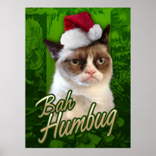 Poster Chat grumeux Joyeux Noël / Bah Humbug