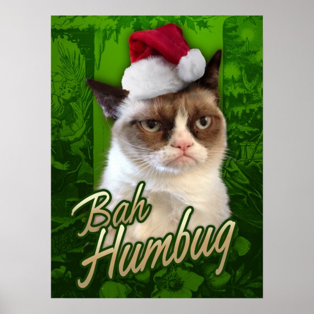 Poster Chat grumeux Joyeux Noël / Bah Humbug (Devant)