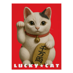 Poster Chat japonais Lucky Charm