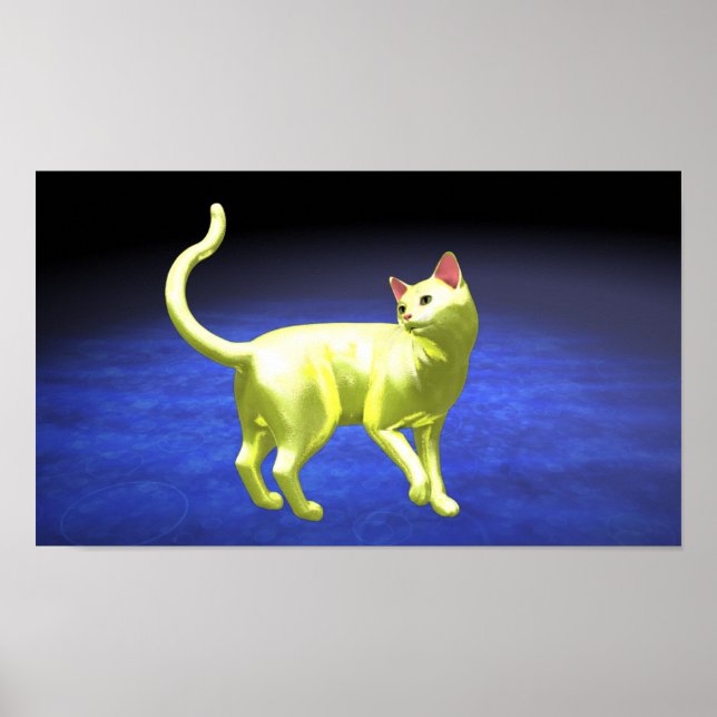 Poster Chat jaune tournant (Devant)