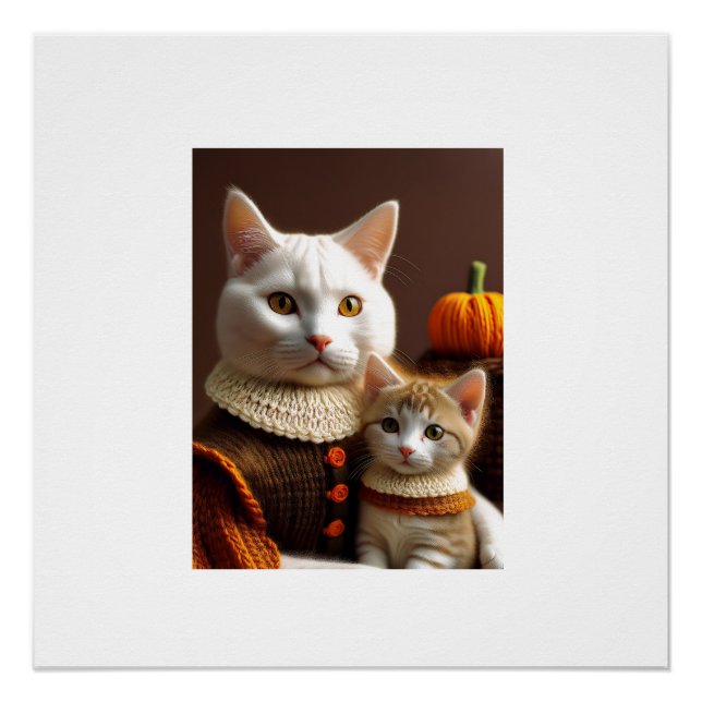 Poster Chat Mère Pèlerin Et Son Chaton (Devant)