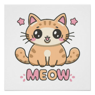Poster chat mignon miaou