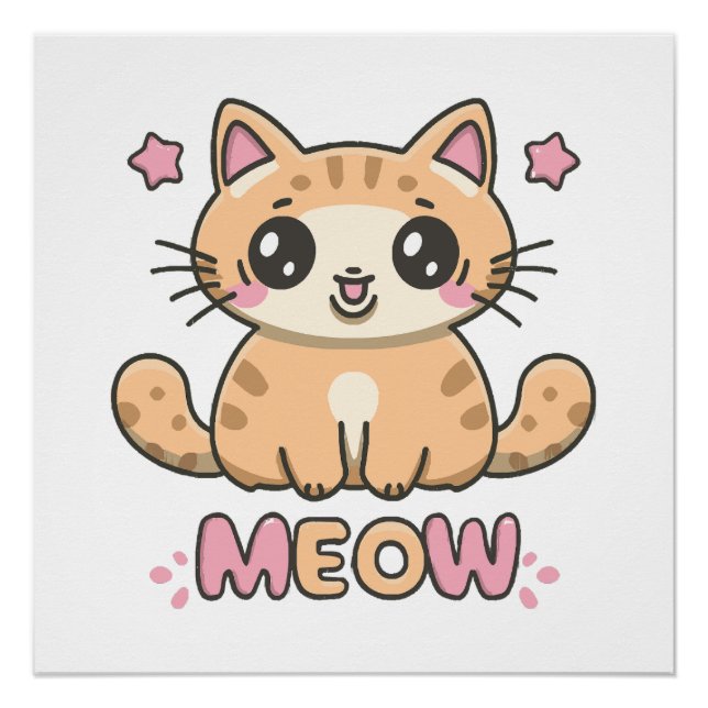 Poster chat mignon miaou (Devant)