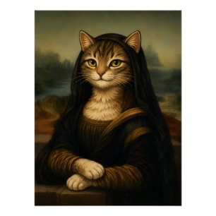 Poster Chat Mona Lisa Parodie Art Renaissance