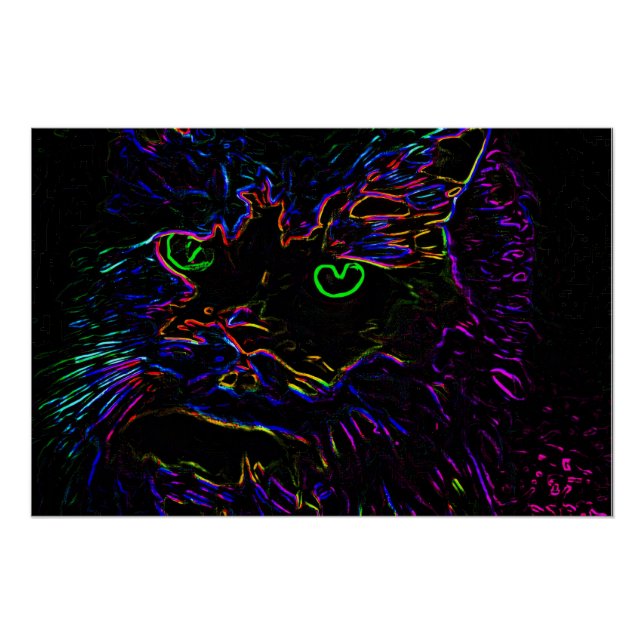 Poster Chat Neon Glow (Devant)