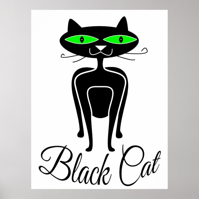 Poster Chat noir aux yeux verts (Devant)