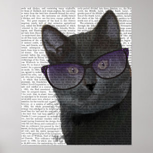 Poster Chat noir avec lunettes de soleil