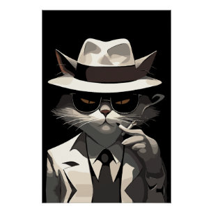 Poster Chat Noir Cool : Félin Souriant et Mystérieux