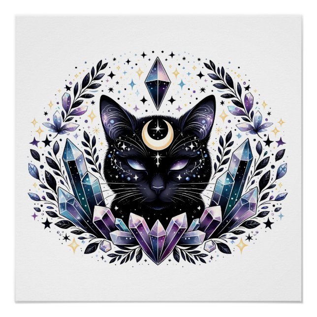 Poster Chat noir en cristal Imaginaire (Devant)