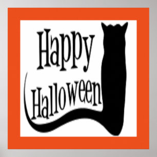 POSTER CHAT NOIR "HAPPY HALLOWEEN"