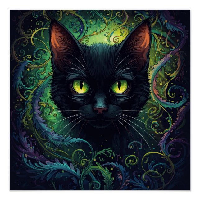 Poster Chat Noir Magie Verte (Devant)