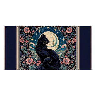 Poster Chat noir mystique Art Nouveau