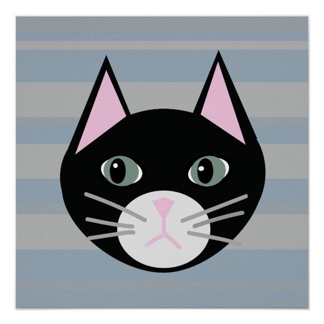 Poster Chat noir, rayures (Devant)