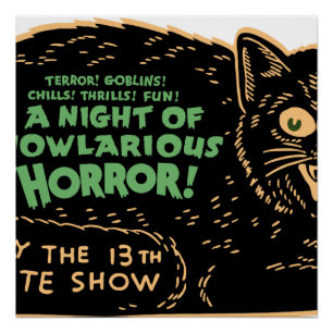 Poster Chat noir vintage Halloween