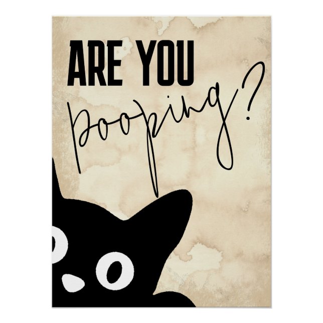 Poster Chat noir vintage Retro "Are You Pooping" (Devant)